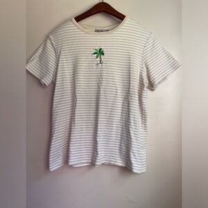 Coral Bay striped top with embroidered palm tree